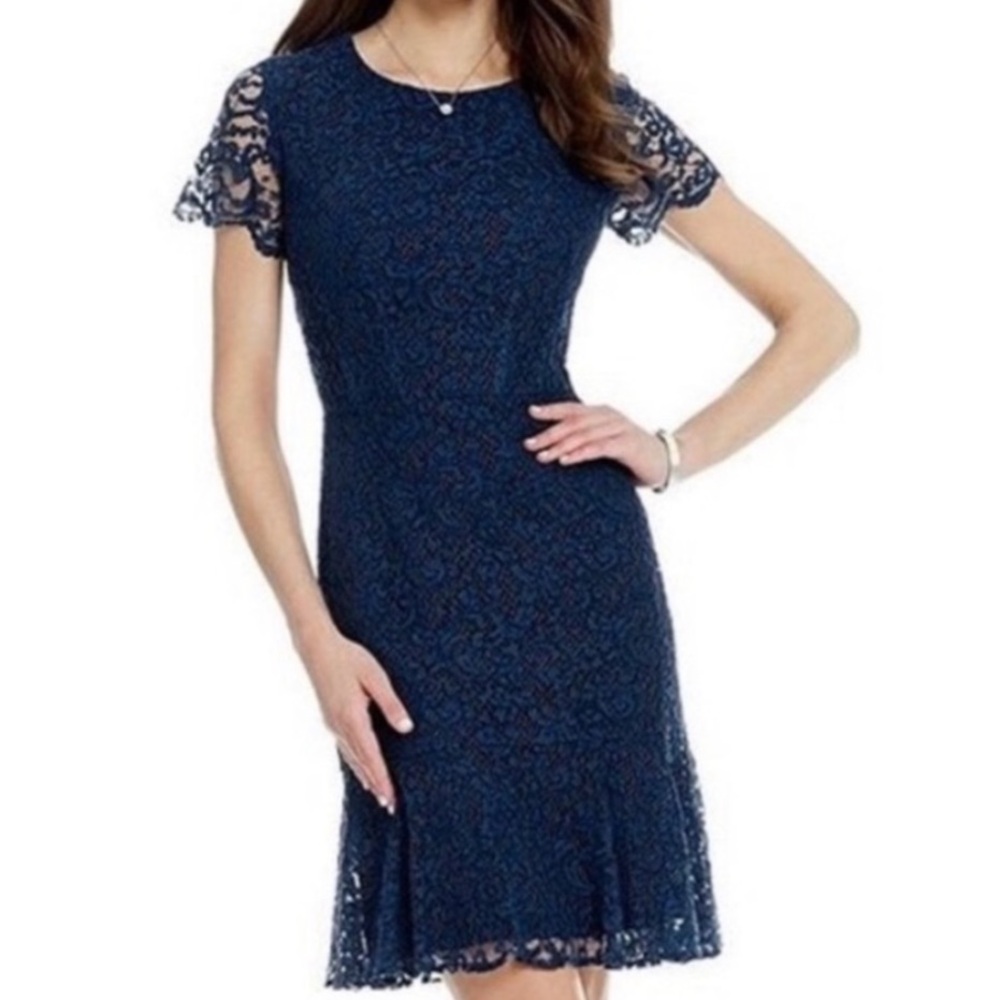 Antonio Melani Navy Lace stretchy Dress